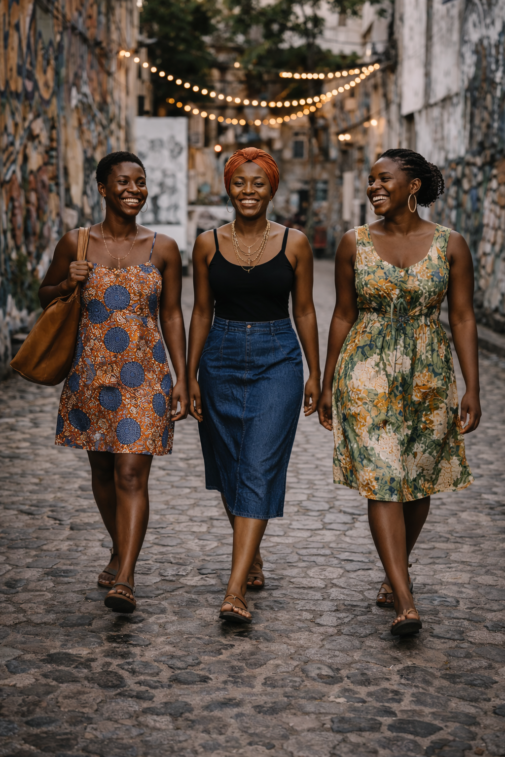 Women walking forward in Accra representing sisterhood travel across the Atlantic